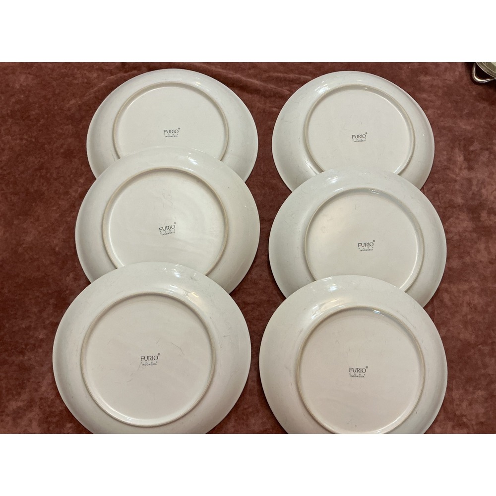 Furio Home Indonesia Fruit Motif Dinner Plates Set of 6 Apple Pear Grape Cherry - Picture 4 of 10